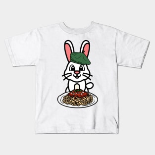 Cute bunny eating spaghetti Kids T-Shirt
